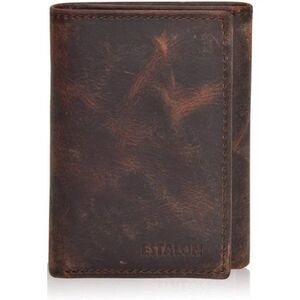 New Real Leather Trifold Wallet For Men-RFID Slim Tri Fold Wallets, Teak
